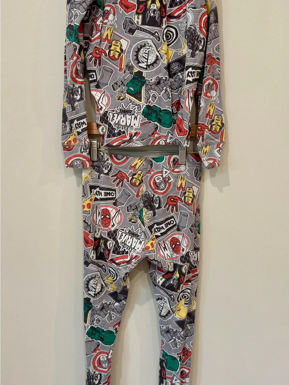 GAP Kids Marvel Gray Organic Cotton Sleep Set Long Sleeve Pants